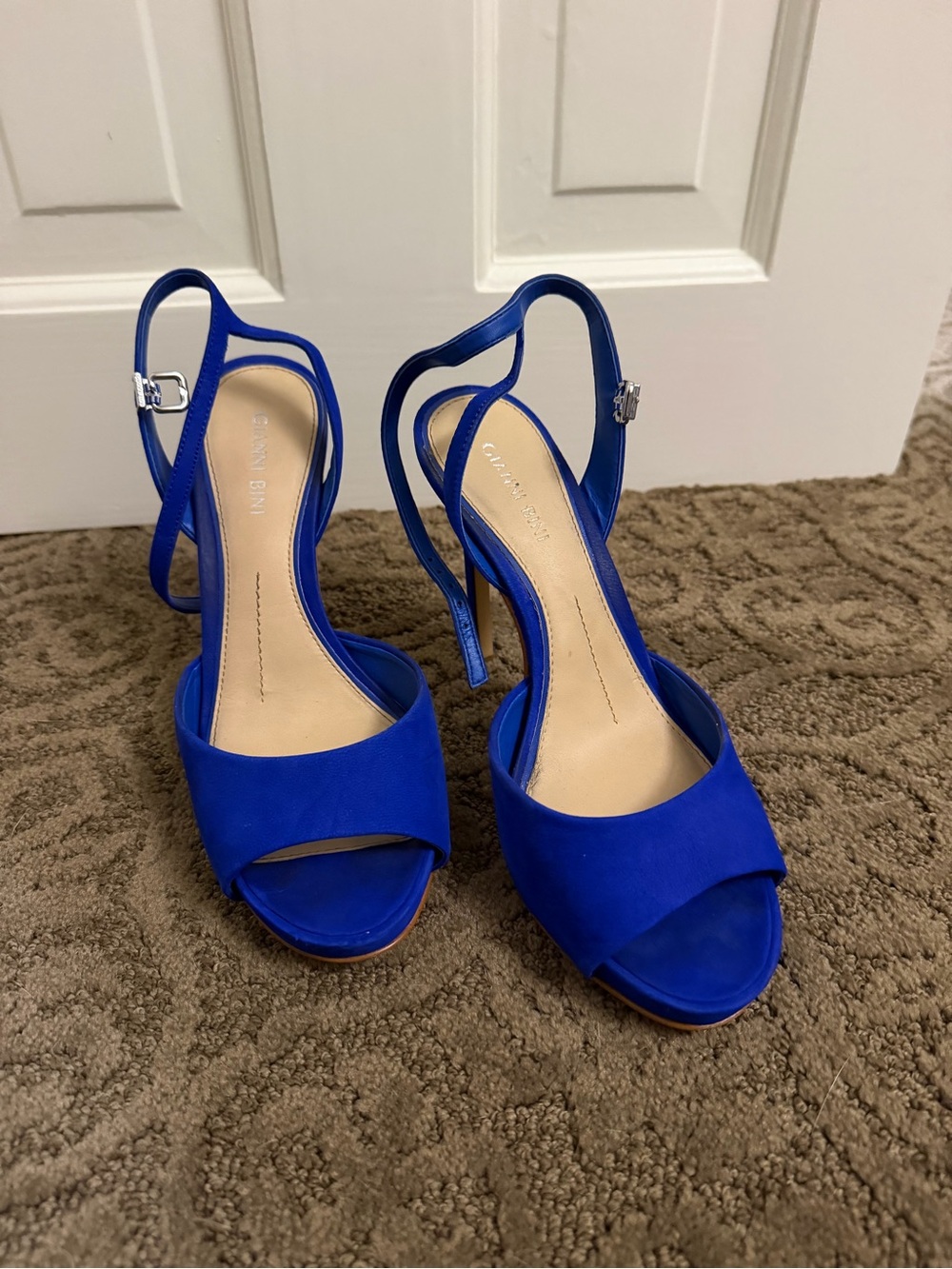 Gianni Bini Royal Blue Open-Toe Strap Heels